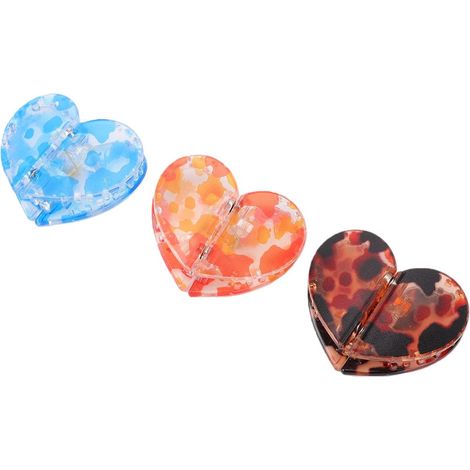 Pinces à Cheveux Magnétiques en Forme de Cœur pour Femmes, Pinces à Cheveux Antidérapantes à Forte Tenue, Ensemble de 3 Pièces Léopard Marron Bleu Orange (1/5)
