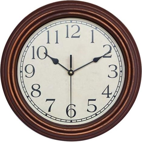 Horloge murale vintage en laiton, 30 cm, silencieuse, sans tic-tac, à piles, à quartz, ronde et rétro, décorative pour la cuisine, la chambre, le salon, le bureau ou la salle de classe. (1/5)
