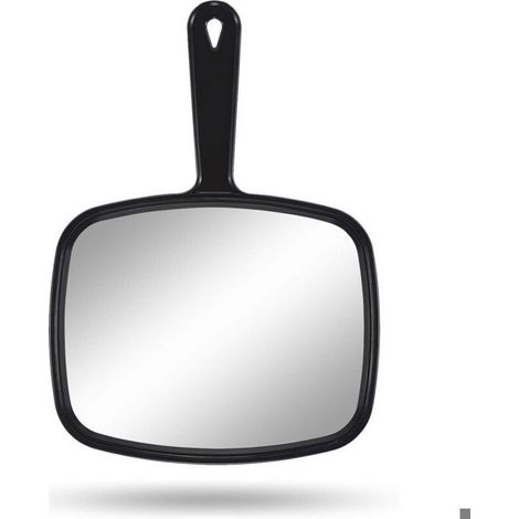 Miroir à main, 23 cm L x 31,5 cm l, miroir de salon de coiffure avec poignée, carré noir (1/4)
