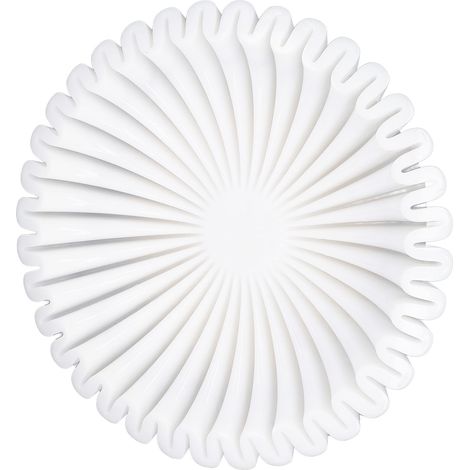 Plateau rond blanc en résine plissé forme pétale grande capacité plat déco résine déco maison cadeau diamètre 26 cm hauteur 7 cm (1/5)