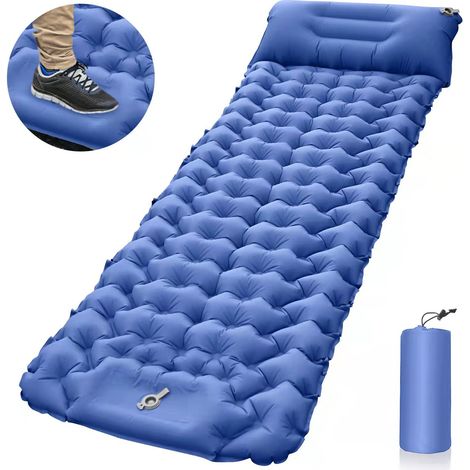 Matelas de camping autogonflant : matelas de camping épais et léger pour une personne, matelas de camping gonflable double et compact Dark Blumax Dark Blu (1/5)