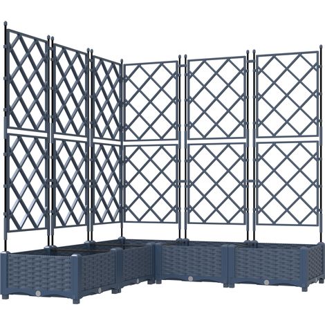 Jardinière,Bac à fleurs,Pot de fleurs avec Treillis 5 pcs Gris 120 x 120 x 125.5 cm PP CFW93330 (1/5)