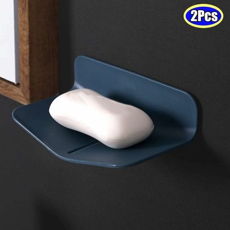 Porte Savon en Caoutchouc sans Perçage Disque de Savon Autodrainé pour Salle de Bains économiseur de Savon la ( Bleu) (1/5)