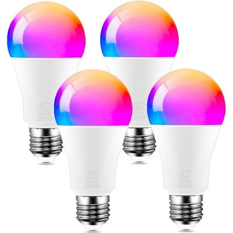 Ampoule Connectée Alexa 12W E27, Compatible avec Alexa (appareils Echo requis), Ampoule LED E27 Multicolore + CCT 2700K-6000K, Commande Vocale (4 Pack) [Classe énergétique E] (1/4)