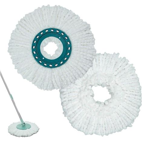 Lot de 2 Têtes de Rechange Clean Twist Disc Mop compatibles avec Leifheit - en Microfibre absorbante - Convient pour à Tous Types de sols - Facile à remplacer, Peut être lavé en Machine (1/5)