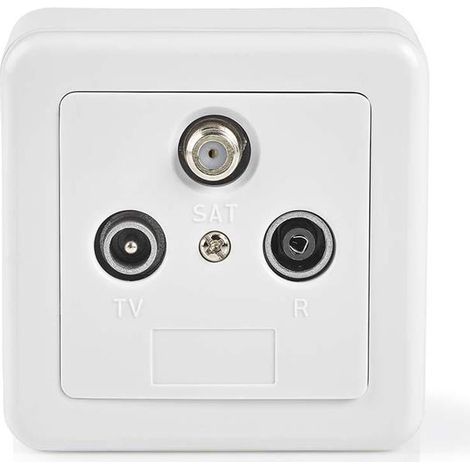 Caja terminal de antena 1 conector f hembra 1 conector iec macho 1 conector iec hembra 75 ohmios camino de regreso blanco plateado