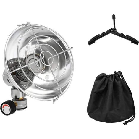 1 Réchaud Chauffage Gaz Portable Acier Inoxydable Support Sac Rangement Camping Hiver