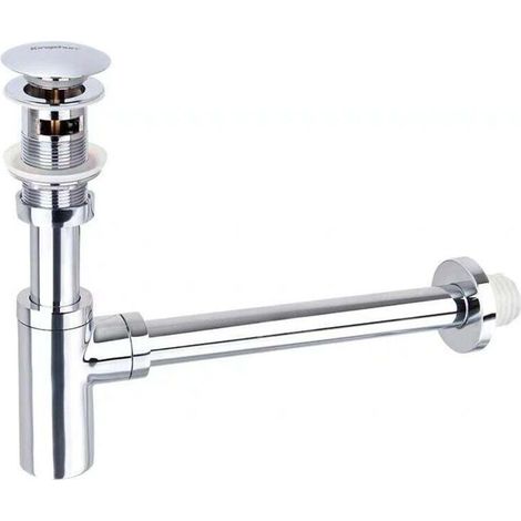 Sink Siphon with Automatic Drain Chrome-Plated Brass Drain System Wall-Mounted Siphon Set Faucet Drain with Overflow for Bathroom (1/4)