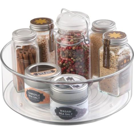 Organizer Rotatif - Récipient de Rangement Circulaire en Plastique avec 4 Compartiments - Pour Cuisine Armoire Réfrigérateur Cellier Salle de Bain - Diamètre 30 cm (1/5)