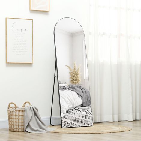 Espejo de pie 150 x 50 cm con soporte, diseño arco, film antirroturas, negro OKMYHOME (1/5)