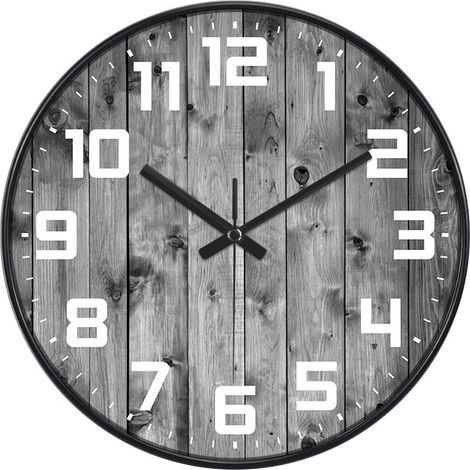 Horloge Murale - Bois - 30 Cm - Silencieuse - Piles - Pour Salon Chambre Cuisine Bureau (1/5)