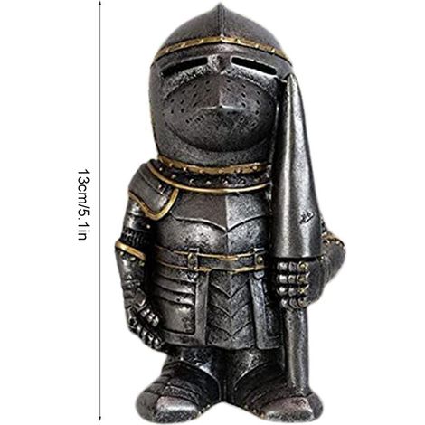 Statue de jardin représentant un chevalier nain en armure, sculpture miniature de chevalier pour la décoration de la maison et du jardin. (1/5)
