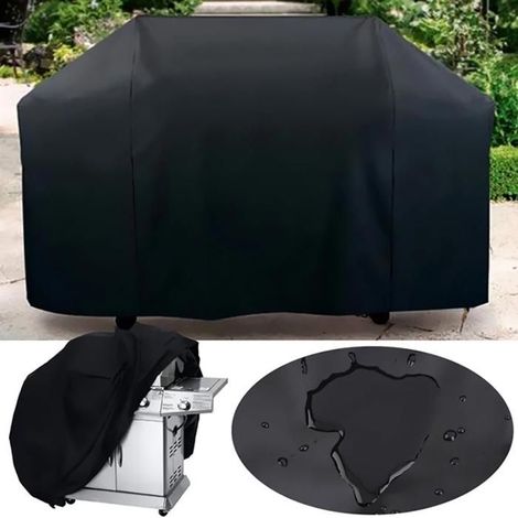 Housse barbecue XL imperméable 190x71x117 cm, anti-UV, cordon coupe-vent, polyester 210D noir (1/5)
