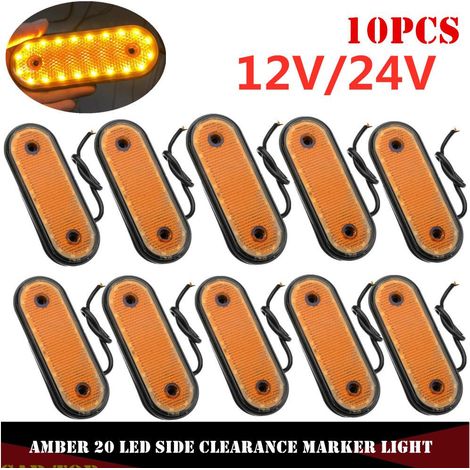 10pcs-20LED Feux Latéraux Camion 12V/24V Lampe De Gabarit Remorque Feu Arrière Véhicule Utilitaire (1/4)