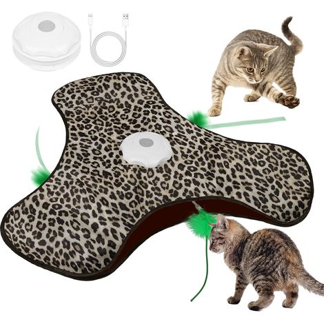 Jouet Interactif pour Chat, Jouet Chat Interactif avec Plumes et Bruit de Souris Qui Couine, Jouet pour Chat Rechargeable et Silencieux, Jouet Automatique D'intérieur, Jeux pour Chat de Chasse (1/5)