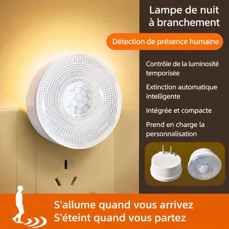 Veilleuse LED à détecteur de mouvement 220V lumière blanche 1 pièce 220v réf 6380 5,7 × 5,7 × 5,3 cm 38 g – Livraison gratuite (1/5)