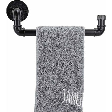 Porte-serviettes mural industriel en forme de tuyau pour cuisine, salle de bain 12.5X4.5X4.5in noir (1/5)