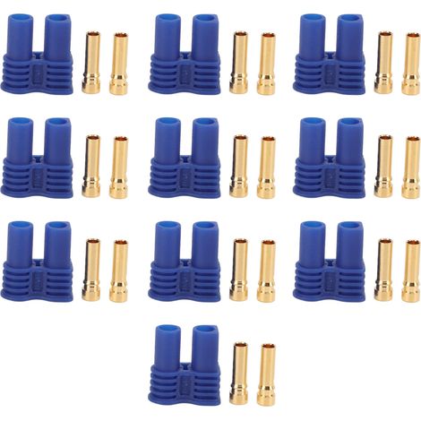 Lot de 10 connecteurs banane femelle dorés 2mm EC2 Style 13.021, gaine de protection incluse, pour batterie RC (1/5)