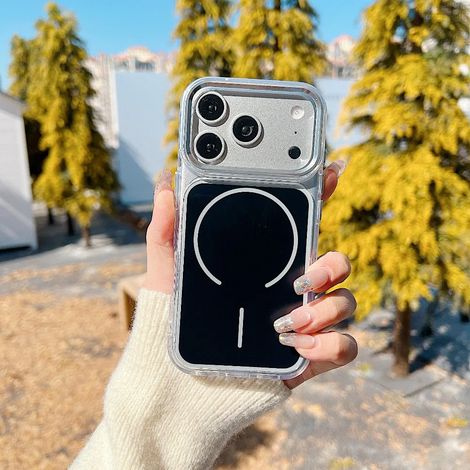 (iPhone 12 Pro, Noir) Coque transparente à chargement sans fil MagSafe pour iPhone
