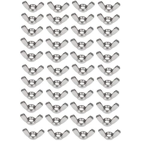 50 x 304 jeu d'écrous à oreilles en acier inoxydable M6 (1/4 pouce) écrou papillon matériel de fixation à torsion à la main (1/5)