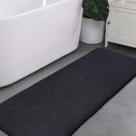 Tapis de Bain Extra Long Antidérapant Tapis Salle de Bain Épaissi Tapis Sortie de Douche Absorbant Tapis de Sol Ultra Doux en Microfibre, Séchage Rapide, Lavable en Machine - 50 x 122cm (Noir) (1/5)