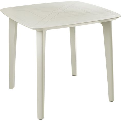 Table de Jardin en Matière Synthétique 4 Places Résistante aux Intempéries Meuble Patio Terrasse Extérieur Beige Clair Sorico (1/5)