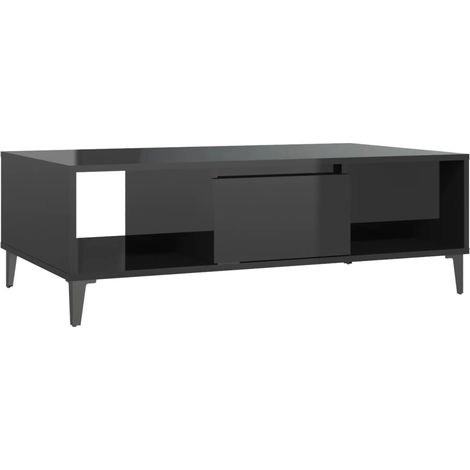 Tavolino da Salotto Nero Lucido 103,5x60x35cm Legno Multistrato vidaXL