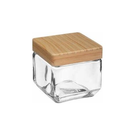 Vaso quadrato in vetro con coperchio in pino pin 0,85l - 5five (1/3)
