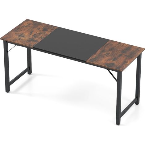 Bureau d'ordinateur 160 x 60 cm grand espace de travail élégant et durable style industriel en bois d'ingénierie noir mate