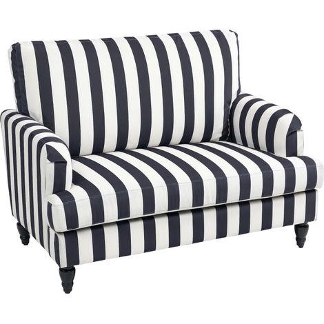 Fauteuil de salon en velours rayé avec assise large, design moderne, 115x82x82 cm, couleurs noir et blanc.