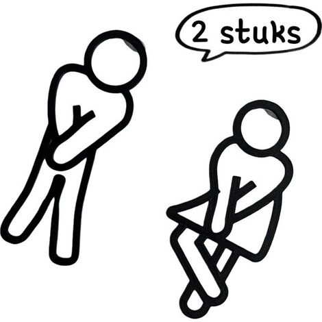 Lot de 2 stickers muraux 2D pour toilettes, panneaux plats et mignons pour femmes et hommes, décoration de porte pour salle de bain (femmes et hommes) (1/5)