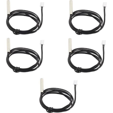 Lot de 5 sondes de capteur de température étanches NTC 10 K 1 % 3950 Thermistor, câble d'extension de 1 m, détecteur de température, jauge pour climatiseurs de voiture/réfrigérateurs (1/4)