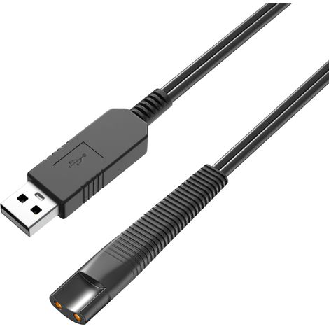 Cable 12V Compatible rasoir tondeuse Braun Séries 1/3/5/6/7/8/9 Silk épil séries 5/7/9 - Cable Noir USB 1m Phonillico®