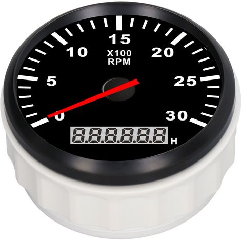 Tachymètre 85 mm (3,35 pouces) 3000 tr/min, étanche IP67, avec écran LCD rétroéclairé rouge, pour voiture, camion et bateau. (1/5)