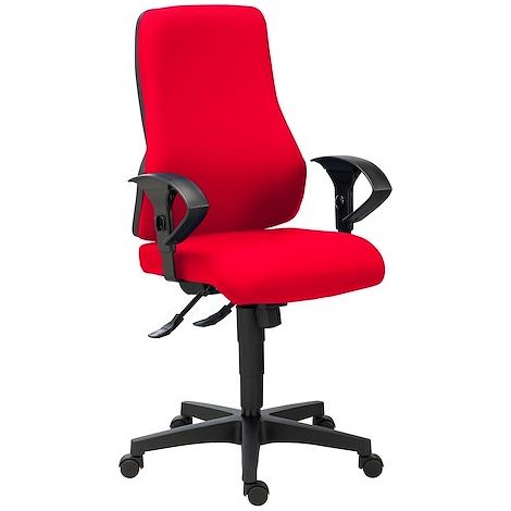 Chaise de bureau Top Point tissu - dossier haut avec accoudoirs 2D - mécanisme Synchrone - pieds noir - rouge - Maxiburo (1/5)