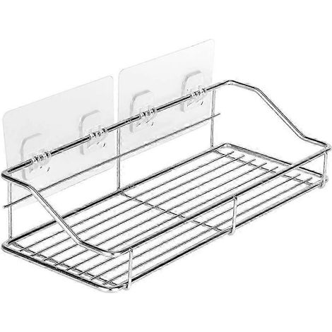 Étagère murale sans perçage pour salle de bain/rangement de cuisine, acier inoxydable (28 cm) 26 secondes (1/5)