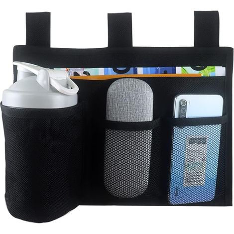 Organiseur de chevet à deux étages à suspendre - Sac de rangement pour chambre d'étudiant, dortoir, barreaux de lit de bébé, hôpital, etc (1/5)