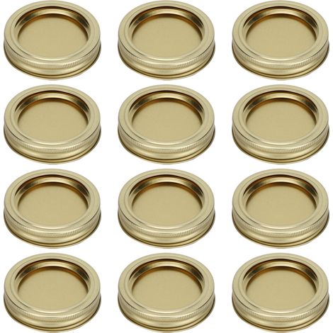 12 runde Deckel mit Ausgießer, 70 mm Durchmesser, für Gläser mit Honig, Gewürzen und Konfitüren (XH00176 Gold) (1/5)