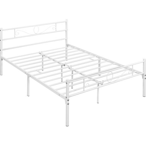 Homevive Cama de Metal Doble Cama Hierro Grande para colchón de 160 x 200 cm Cama Industrial Estructura Metal Blanco (1/5)