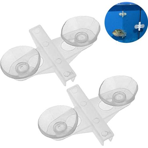 Confezione da 2 clip a ventosa bianche per acquario, accessori resistenti per il montaggio a parete e su divisori, ideali per fissare piante acquatiche. (1/5)