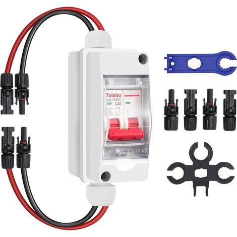 Interruttore di disconnessione fotovoltaico da 20 A 500 V CC, interruttore automatico miniaturizzato MCB 2P per dissipatore di corrente solare, interruttore automatico miniaturizzato con scatola di di (1/5)