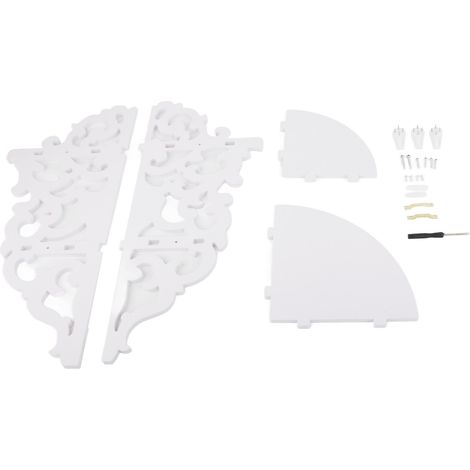 Lot en blanc étagère de douche d'angle sculptée à 2 niveaux pour salle de bain, présentoir mural de rangement. (1/5)