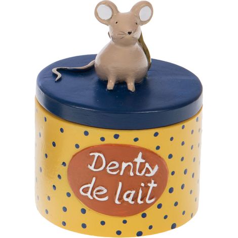 Petite boîte à dents de lait souris bleu et jaune (1/2)
