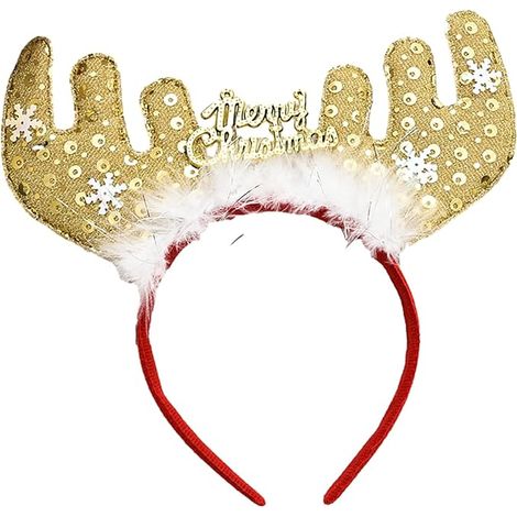 Serre-tête pailleté fête de Noël, bandeau décoratif adulte Père Noël et bonhomme de neige, accessoire cheveux festif pour réveillon, ornement de tête brillant pour costume de Noël, lot de 2 pièces. (1/5)