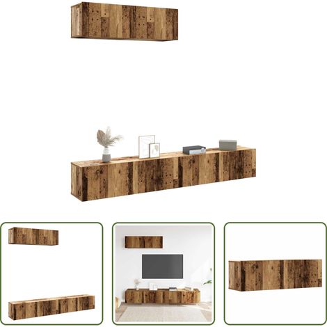 Meuble tv bois - Meubles TV muraux 3 pcs vieux bois 100x30x30 cm bois ingénierie (1/5)