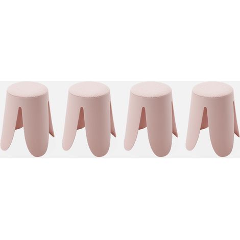 Taburetes apilable de borreguito texturizado, set de 4