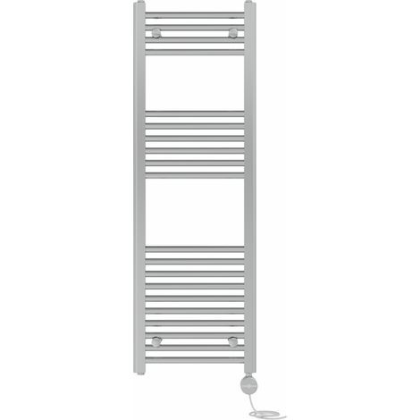 NRG Prefilled Thermostatic Electric Straight Heated Towel Rail Radiator 1200 X 400mm Chrome (1/5)