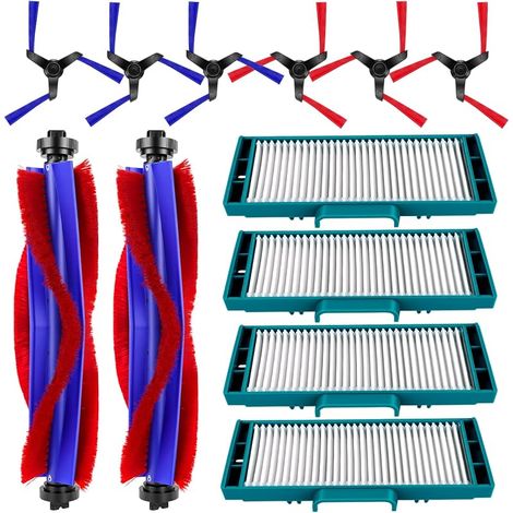 Lot de 12 pièces de rechange pour aspirateur Dyson Spot+ Scrub AI Wet and Dry, kit d'accessoires avec 2 brosses en caoutchouc, 4 filtres HEPA, 6 brosses latérales (1/5)