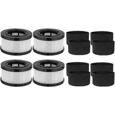 Lot de 4 filtres HEPA DC5151H pour aspirateurs eau et poussière DEWALT DC5151H, DC515, DCV517 et DCV517B, avec 8 manchons filtrants en mousse.