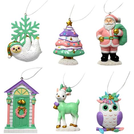 Stück Weihnachtsbaum-Weihnachtsmann-Anhänger aus Kunstharz, Hängeornamente, Geschenk für die Feiertage (1/5)
